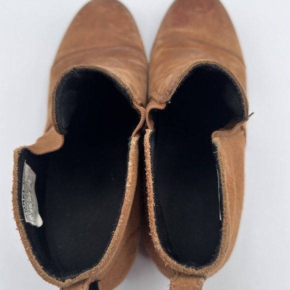 Sorel Womens Evie Boot Shoes II 10 Hidden Wedge Heel Brown Suede Chelsea Leather - Picture 6 of 8